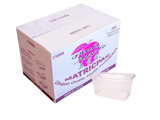 Pink Apple - LR1000 Unique Quality Plastic Containers With Lids - 150pcs x 1