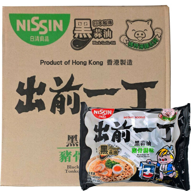 300151 Mì Nissin HK - Dầu tỏi đen Tonkutsu 日清出前一丁黑蒜油豬骨湯味即食麵 Hộp 30 x100g