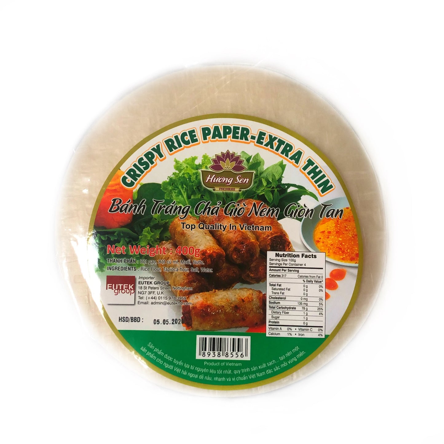 Bánh tráng giòn Hương Sen Bánh tráng Chả Giò Nem Gion Tân 22cm x 30