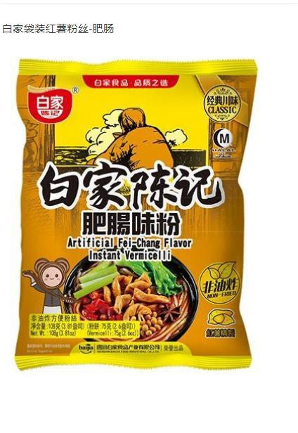 Bún khoai tây BJ (Túi) - Fei-Cheng nhân tạo cay 白家袋裝紅薯粉絲-肥腸108g x1