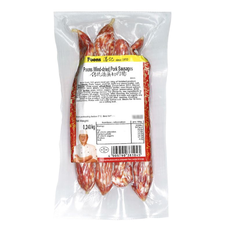 81045 Poons Wind-dried Pork Sausages 潘記臘腸 Lap Xuong 240g x1