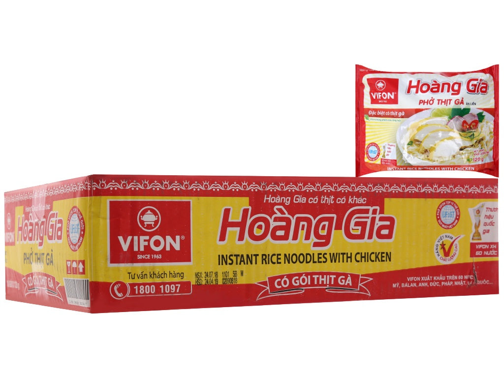 Vifon Hoàng Gia Inst Cơm Xôi Gà Flv 鸡肉即食河粉 Phở Gà An Liên Cô Gỏi Thít 120g x 18