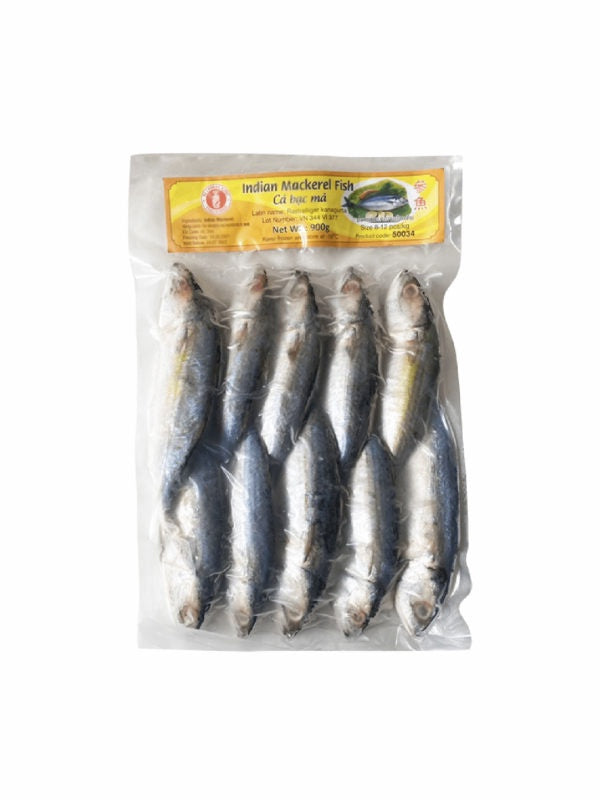 50034-4 Seahorse King Whole Cleaned Indian Mackerel 8/12 Ca Bac Ma Nguyen Con 900g x 10
