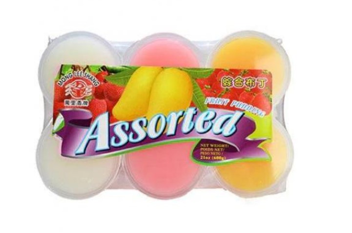 Mong Lee Shang Pudding Assorted Lychee, Mango, Strawberry萬里香布丁-荔枝芒果草莓 Thach Rau Cau Trai Cay 600g x 1