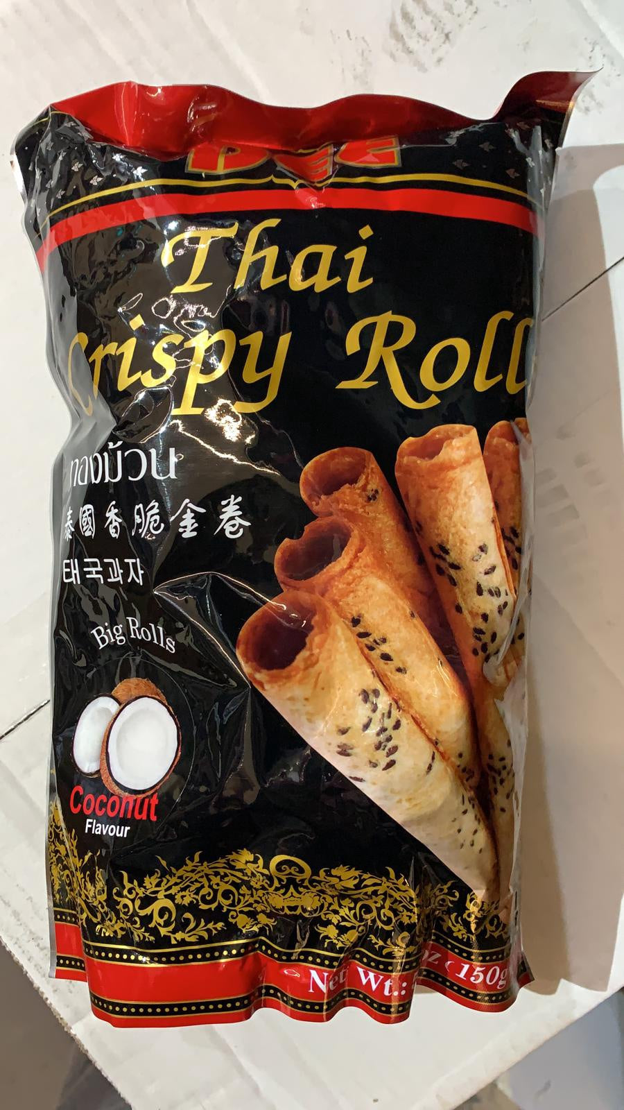 Dee Crispy rolls Coconut Flavor 泰國脆皮金捲 椰子味 Banh Que Cuon Vi Dua 1x150g
