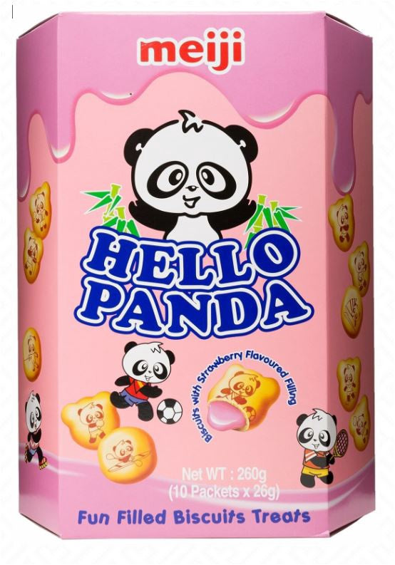 91369 Bánh quy dâu Meiji Hello Panda 明治貓熊夾心餅乾 -草莓 1x260g