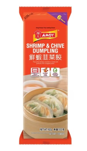 AMOY Shrimp & Chive Dumplings 淘大鮮蝦韭菜餃(6pc x 17g) 102g X1