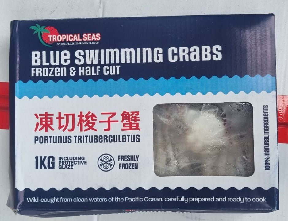 Eurocross Frozen Blue Swimming Half Cut Crab Ghe Xanh Cat Doi Dong Lanh 3L 1kg x 1