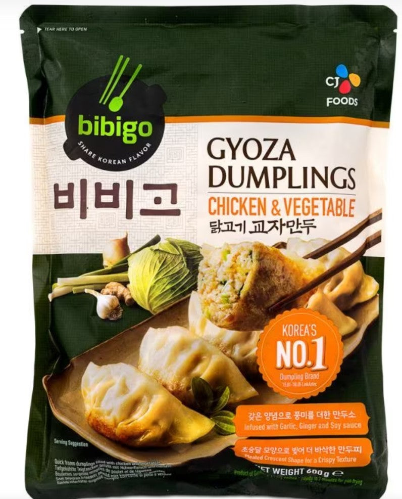 Bibigo Gà Đông Lạnh & Veggie Gyoza Bánh xếp Gyoza雞肉蔬菜煎餃 Gyoze Hà Cao Thít Nhân Gà Và Rau Củ Đồng Lãnh 600gr x 1