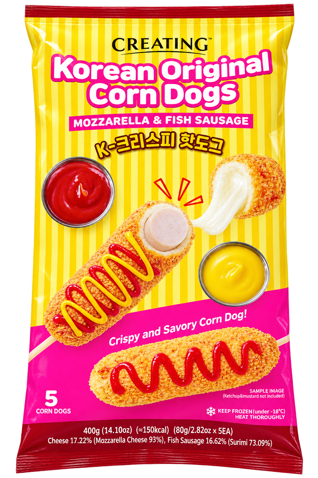 Creating Korean Original Corn Dogs Crispy Mozzarela & Fish Sausage (80g x 5) 400g x 1