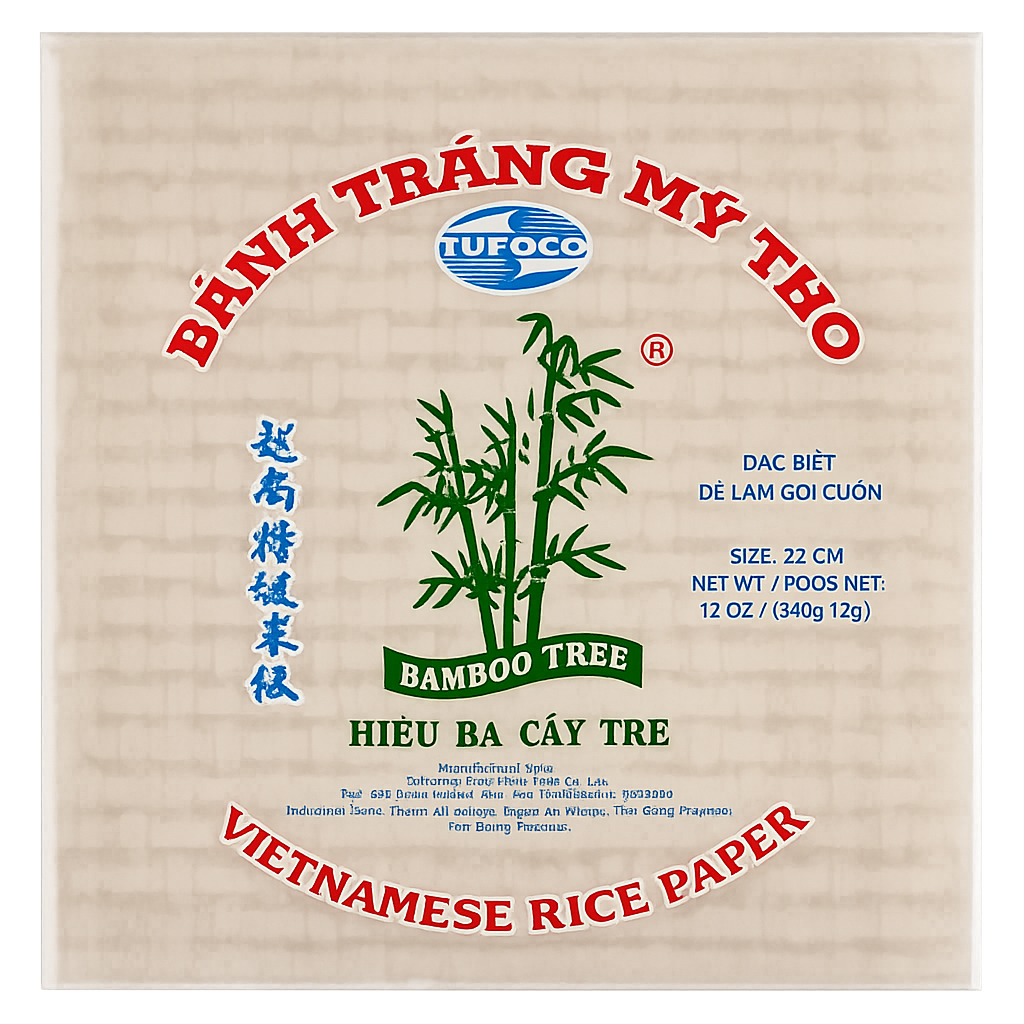 Bamboo Tree Square Rice Paper 竹樹牌特級米紙(方形) Banh Trang Goi Cuon Vuong 22cm 340g x 1