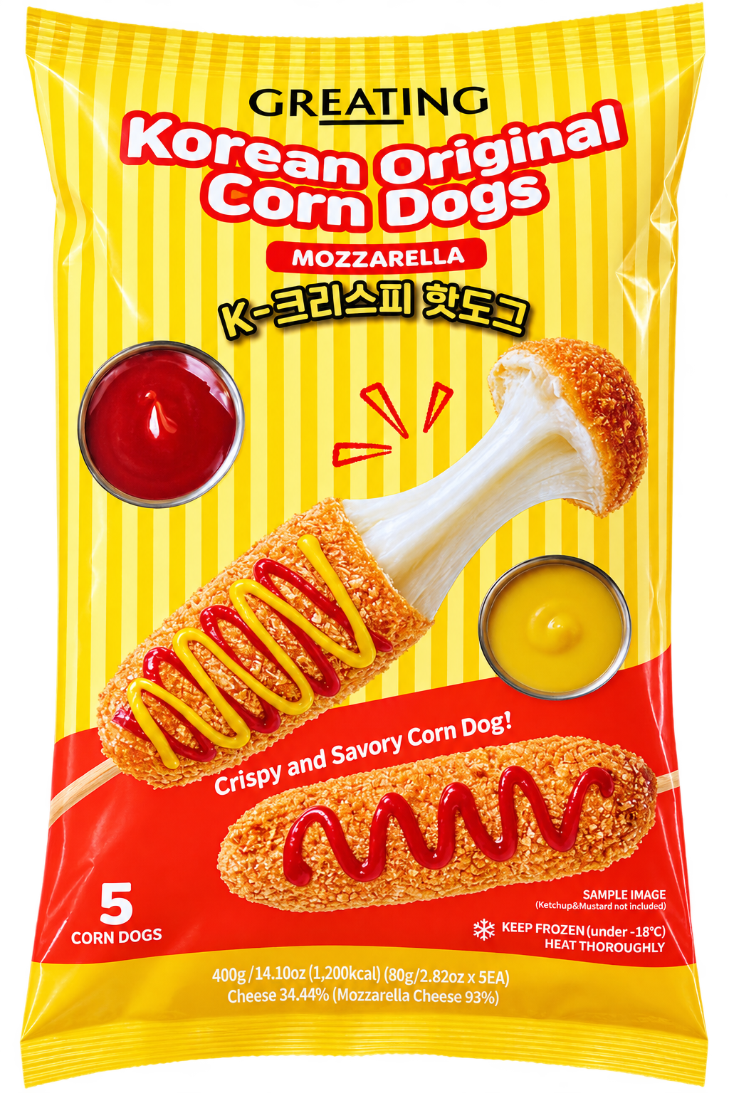 Korean Original Corn Dogs Crispy Mozzarella 韓式熱狗(芝士) 400g x 1