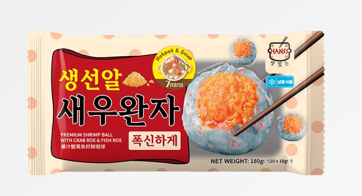HANSS Premium Shrimp Ball with Crab Roe & Fish Roe爆汁蟹黄魚籽鲜蝦球 180g x1