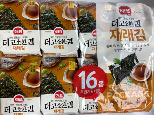 Haepyo Perilla Oil-Roasted Seasoned Seaweed Dosirk紫蘇油焙海苔 (5g x 16) x1