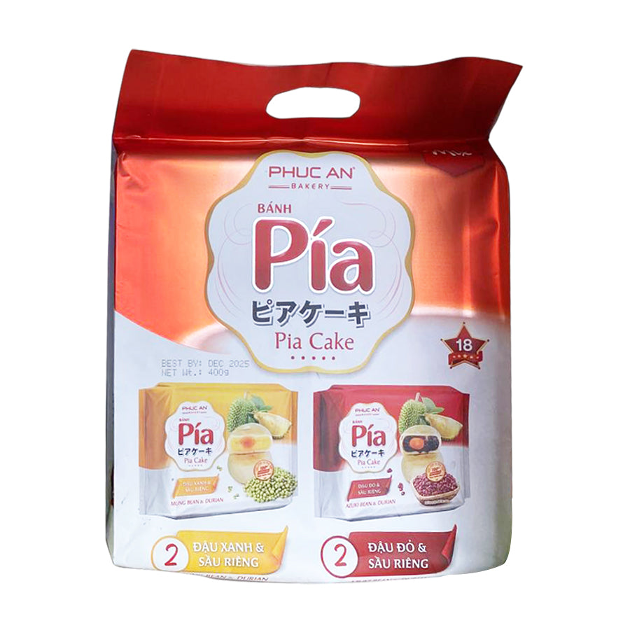 501241 Phúc An Pia Cake Đậu xanh Sầu riêng Đậu đỏ 1 York Bánh Pia Dầu Xanh Đậu Đỏ 1 Trung 榴槤綠豆蓉蛋黃酥/榴槤紅豆蓉蛋黃酥400gr x1