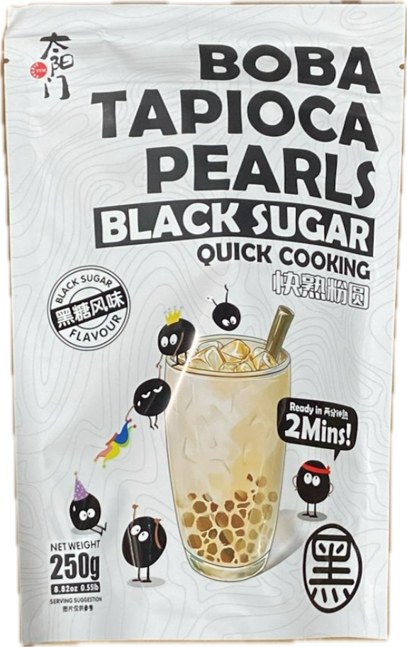 TYM Quick Cooking BoBa Tapioca Balls 太阳门快煮粉圆黑糖口味 Tran Chau Den 250g x 1