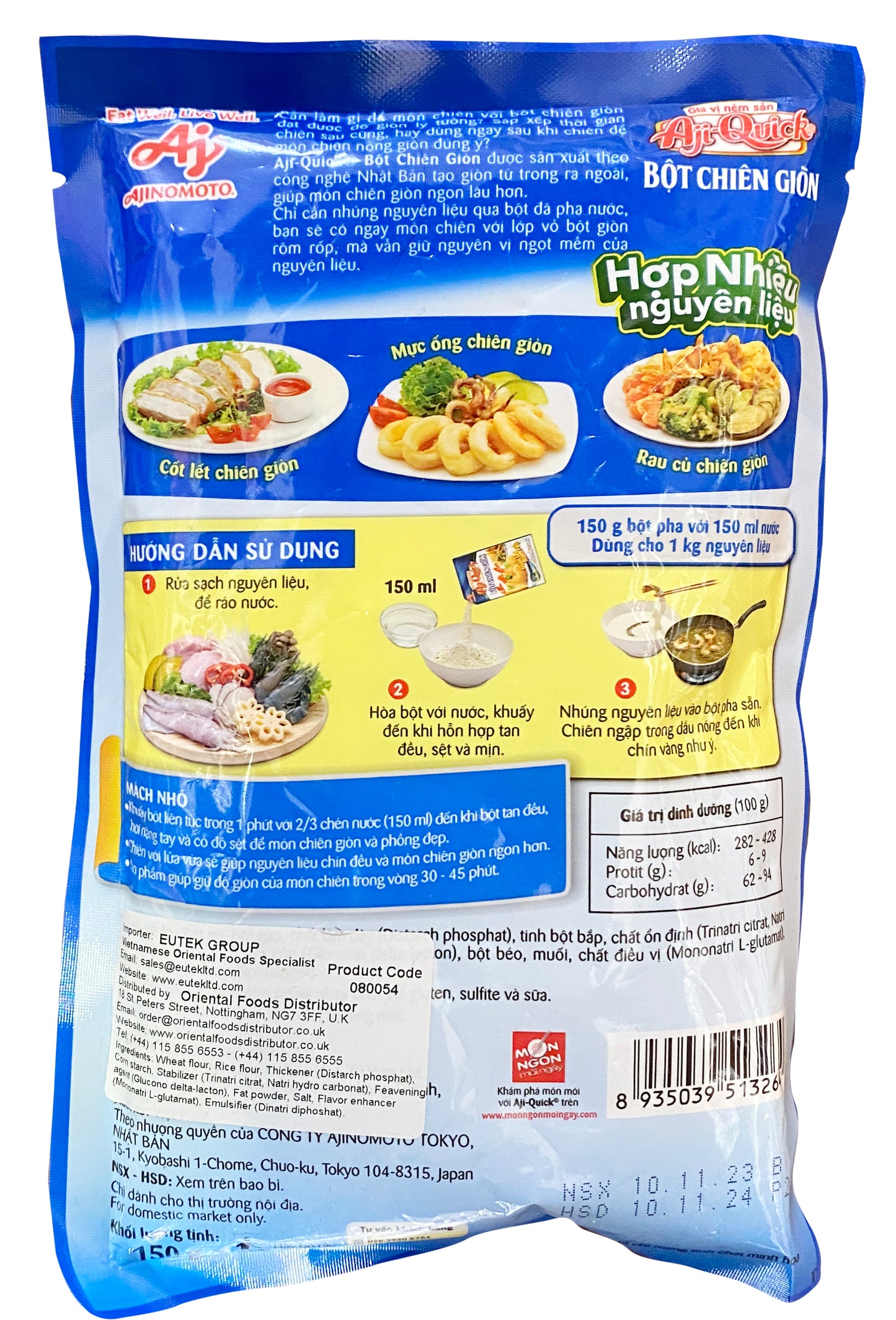 Bột Chiên Giòn Ajiquick Cho Hải Sản Bot Chiên Gion Hải Sản 150gr x 1