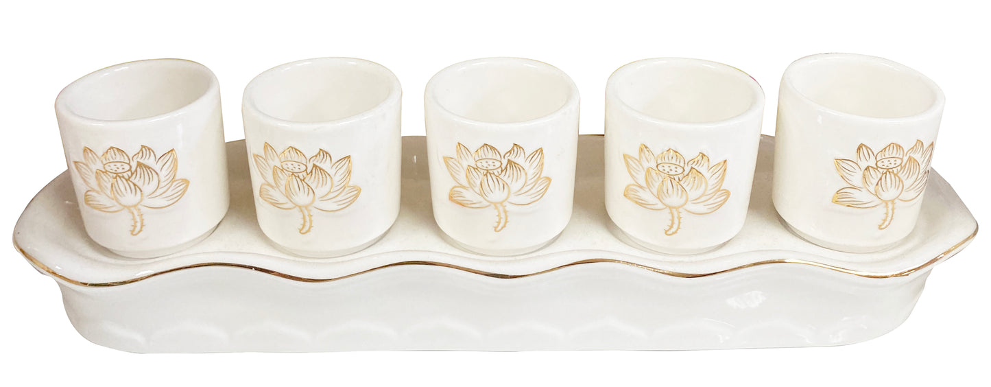 White Lotus Altars Accessories Vat Pham Ban Tho Hoa Sen Trang