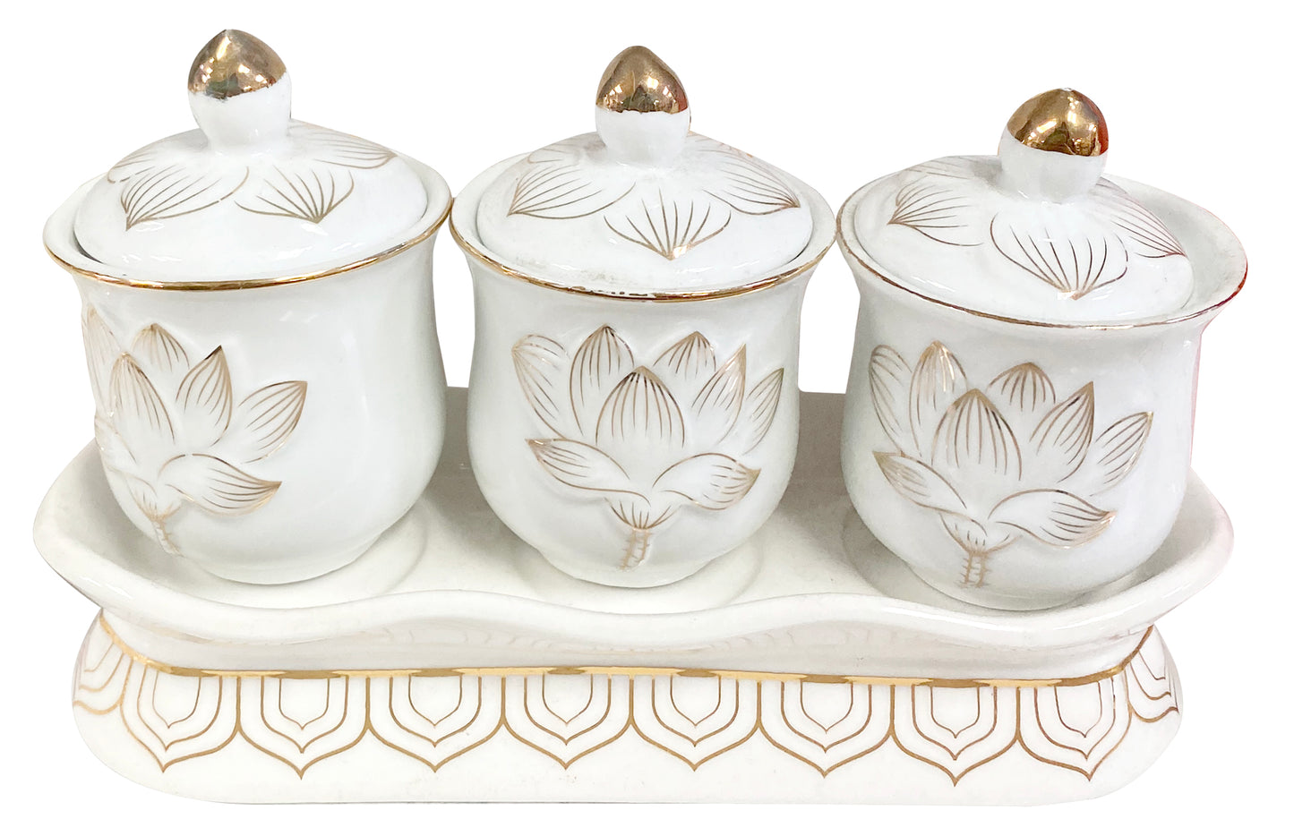 White Lotus Altars Accessories Vat Pham Ban Tho Hoa Sen Trang