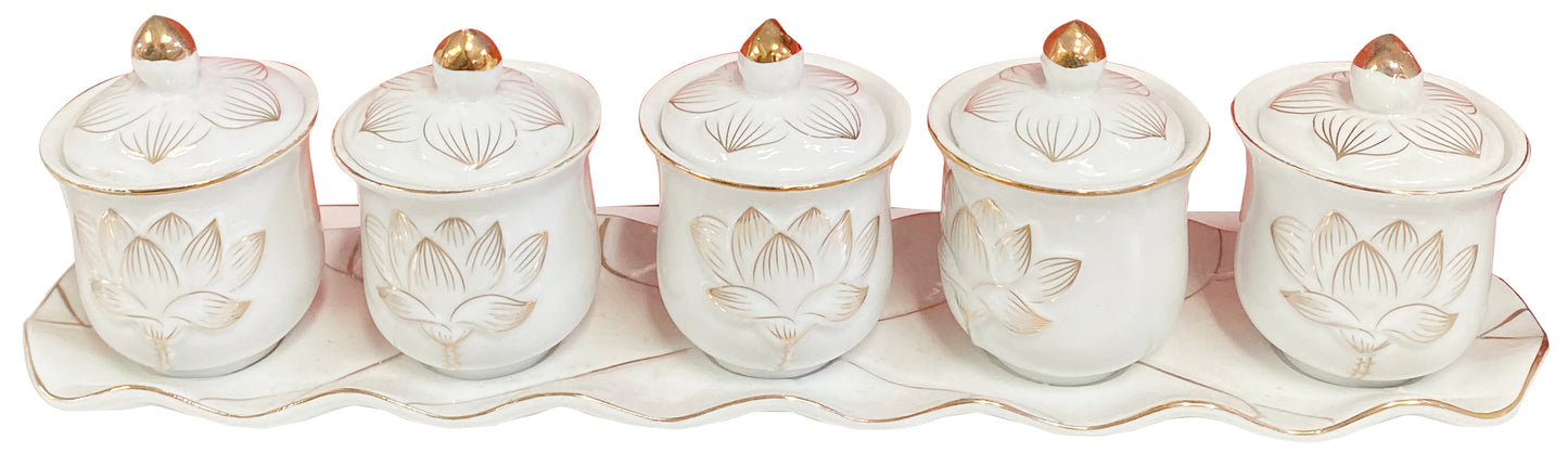 White Lotus Altars Accessories Vat Pham Ban Tho Hoa Sen Trang