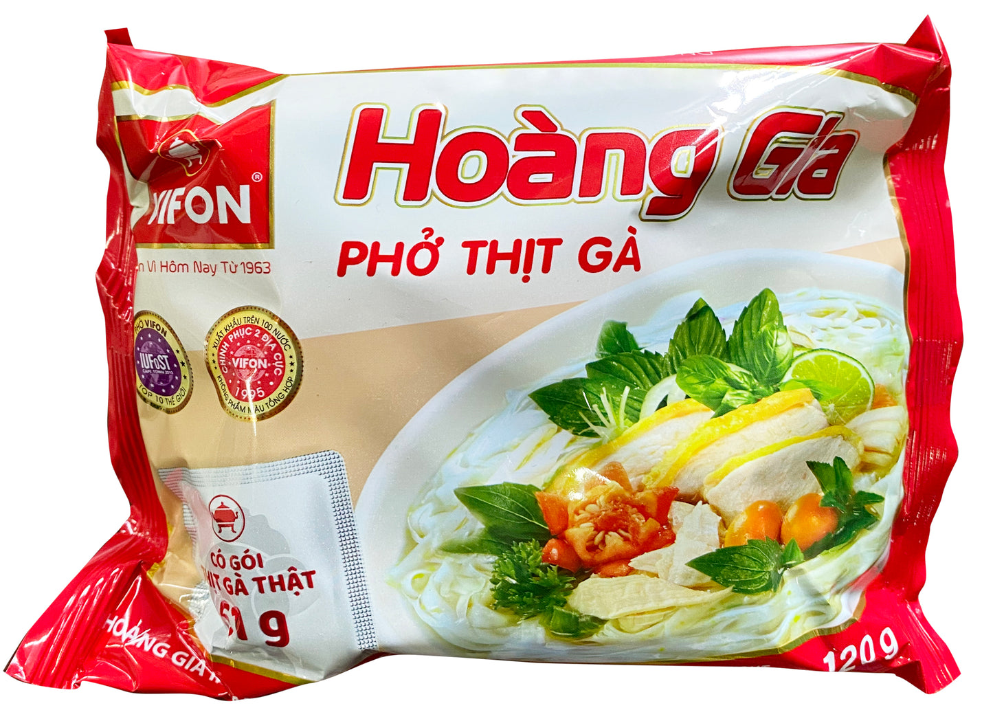 Vifon Hoang Gia Inst Rice Stick Chicken Flv 鸡肉即食河粉 Pho Ga An Lien Co Goi Thit 120g x 1
