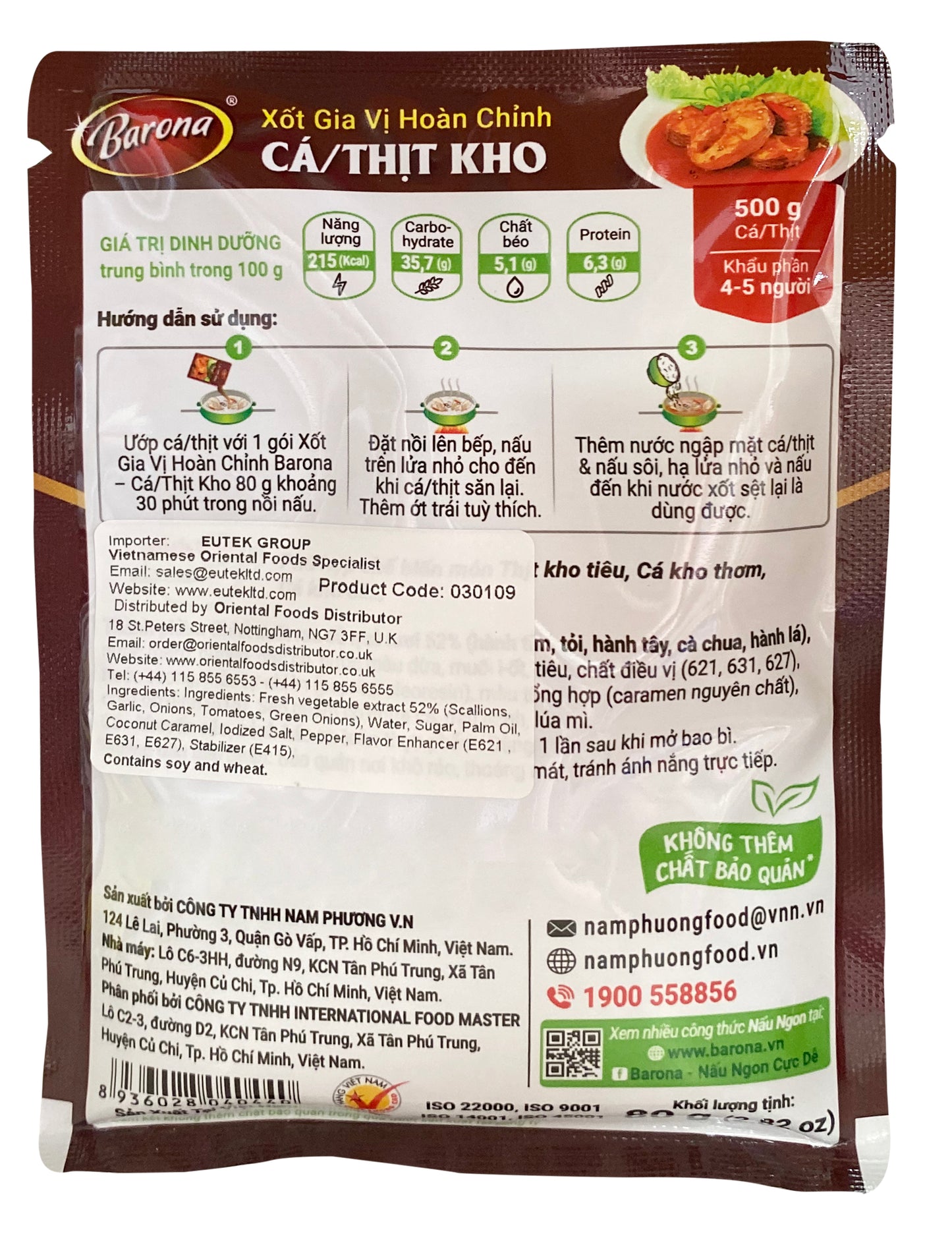 Sốt Barona Cá Xốt Thịt Xốt Gia Vị Hoàn Chính Cá Thịt Kho 80gr x 1