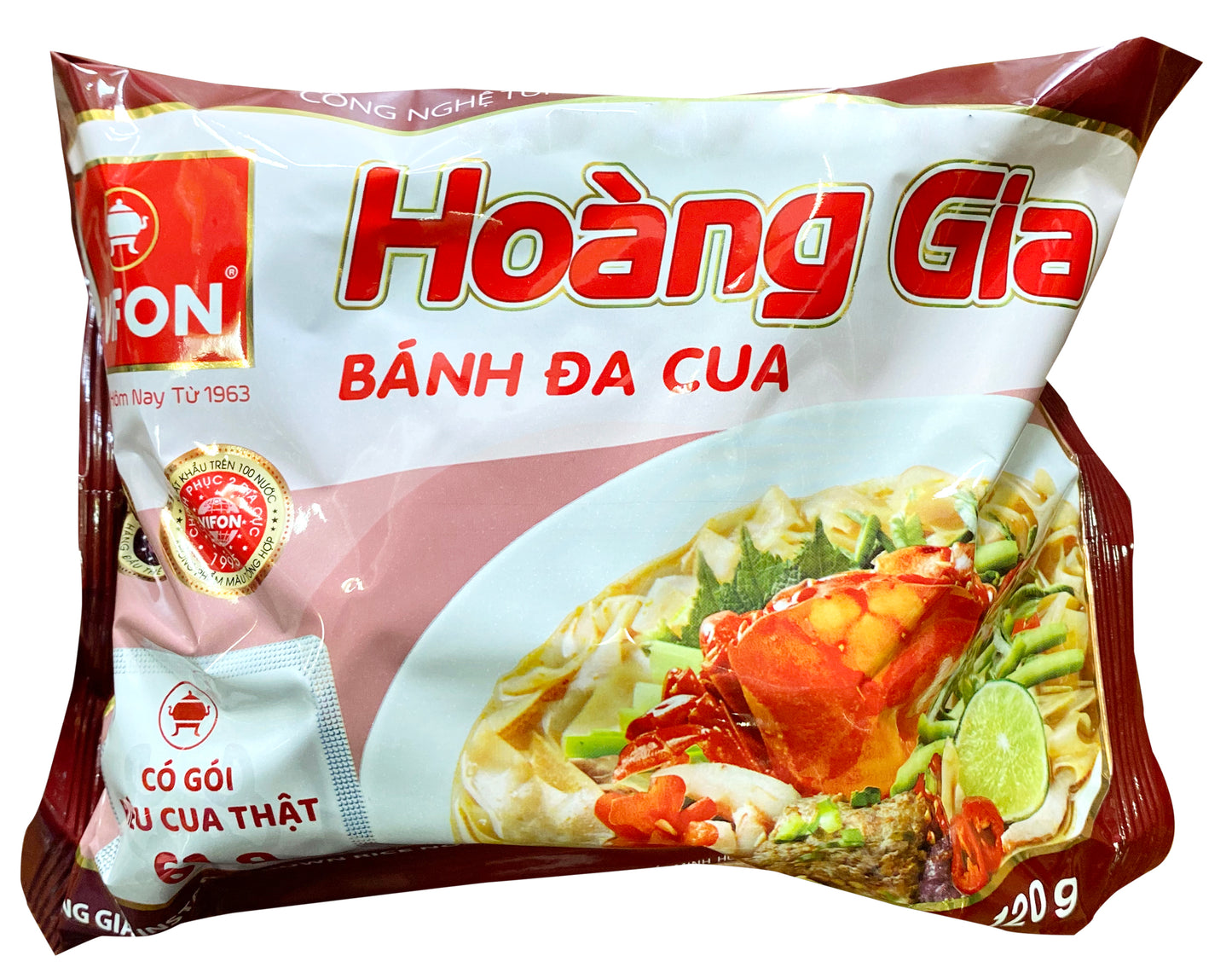 Vifon Hoang Gia Instant Rice Pancake With Crab 即食蟹汤粉条 Banh Da Cua Hoang Gia An Lien 120g x1