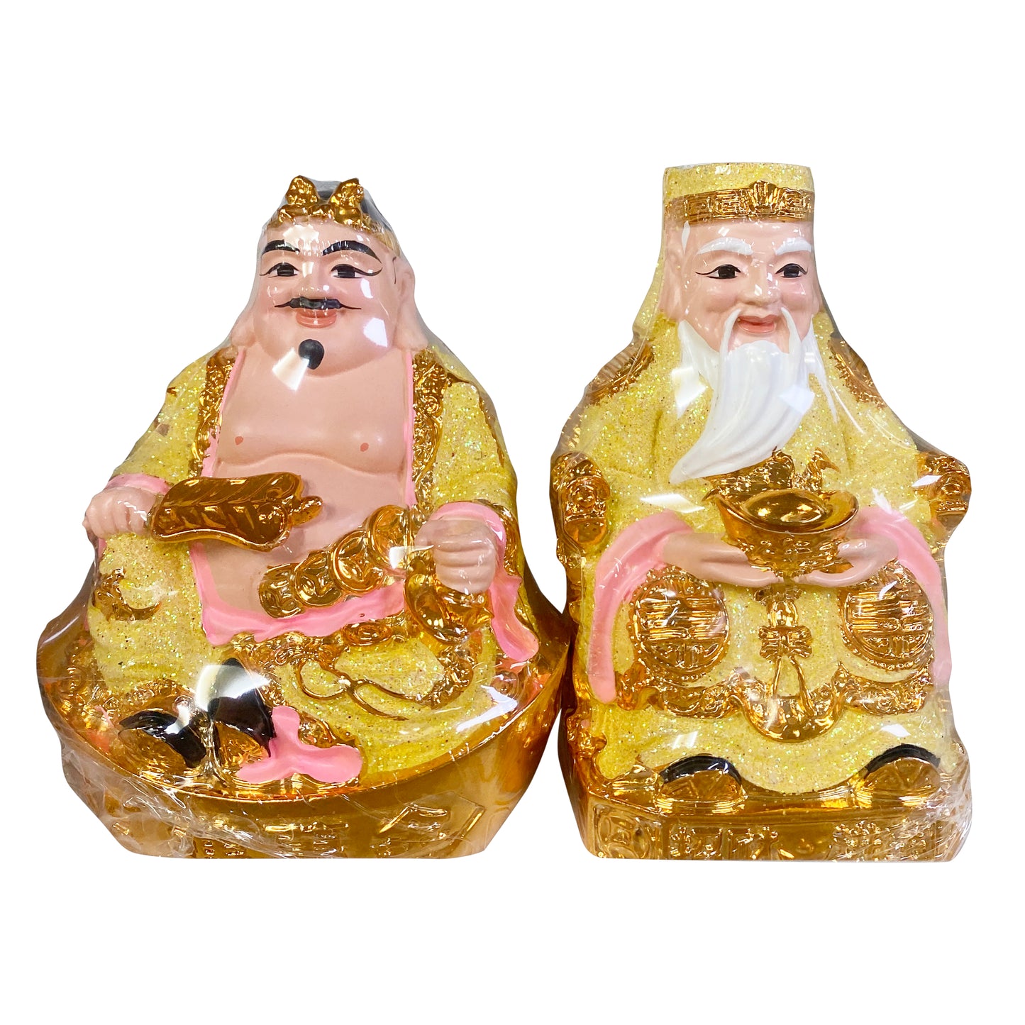 Tượng Đôi Thần Đất Màu Vàng Chuẩn Mũ Tương Tài Địa Hạt Mẫu Vàng Loại Thượng 6'' 1 đôi x 1