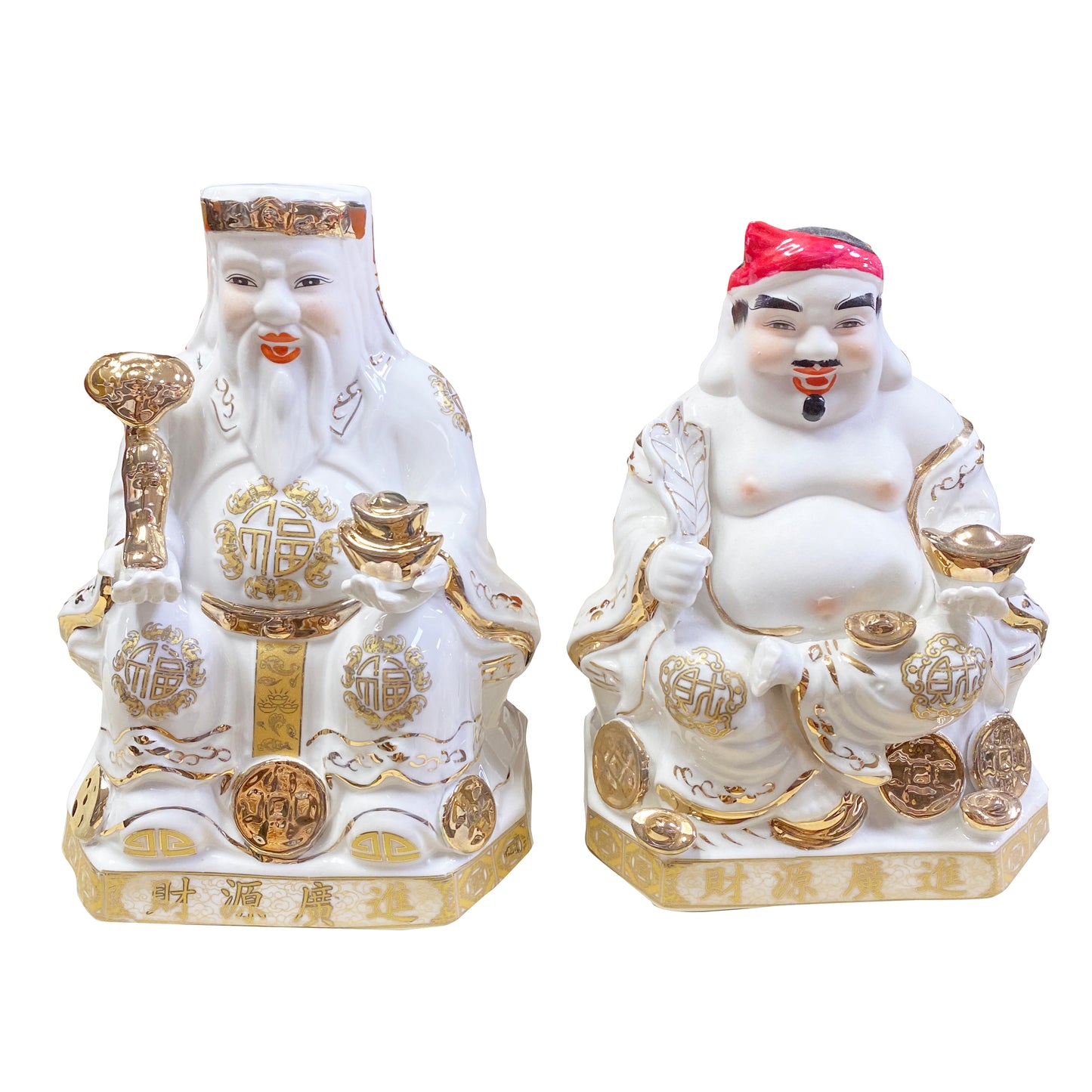 Tượng Đôi Thần Đất Màu Trắng Cao Cấp Mũ Tương Tài Địa Địa Trang Loại Đẹp 20cmm 8'' 1 đôi x 1