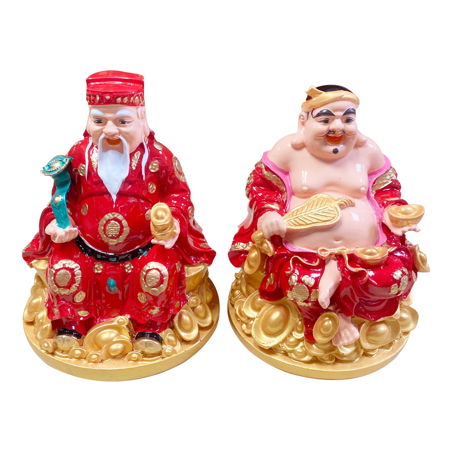 Tượng Cặp Đôi Thần Đất Đỏ Cao Cấp Mũ Tường Tài Địa Mẫu Đồ Loại Đẹp 6'' 1 đôi x 1