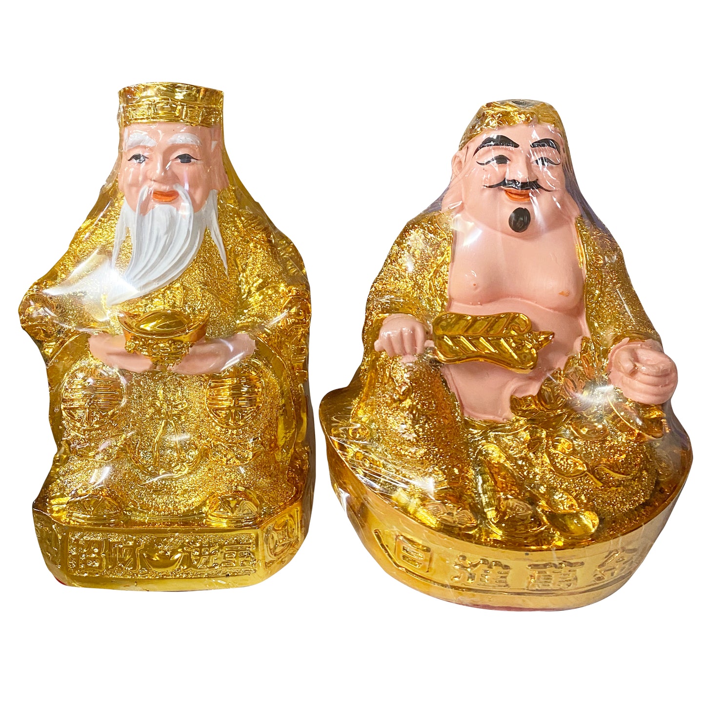 Tượng Đôi Thổ Thần Vàng Chuẩn Mũ Tương Tài Địa Mã Mã Vàng Loại Thượng 7'' 1bộ x 1