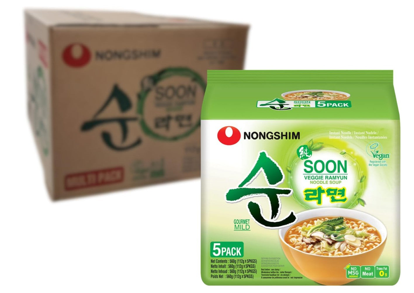 18964 Nongshim Soon Veggie Ramyun (Multi)農心蔬菜拉麵 (112g x 5) x 8