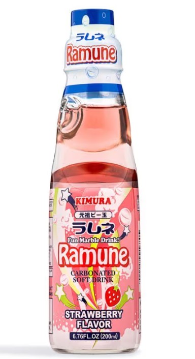 Kimura Ramune (Strawberry Flavour)木村彈珠汽水(士多啤梨味) Nuoc ngot co ga (Vị dâu) 200ml x 1 (Copy)