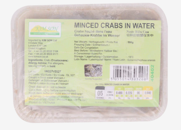 KimSon Frozen Minced crab in water 水浸碎螃蟹 Cua xay Dong Lanh 500gx1 FD v
