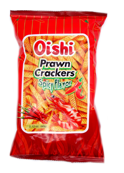 05965 Oishi Bánh quy tôm vị cay 上好佳 蝦條香辣味Snack Tom Cay 1x60g
