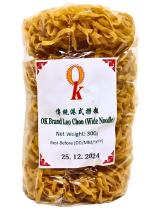 09910-0 OK Nhãn hiệu Loo Choo (Mì rộng) 傳統撈粗 300g x20