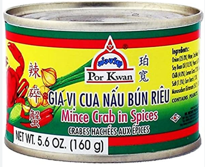 Por Kwan Mince Crab In Spices 珀寬辣碎蟹 Gia Vi Nau Bun Rieu Cua 160gr x 48
