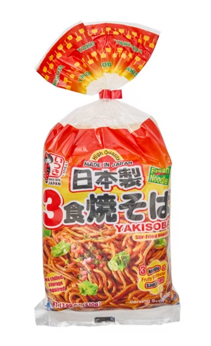 Itsuki Yakisoba Noodles with Sauce(3-in) 五木 三食焼 炒麵 3連包 Mi Yakisoba 510g x1