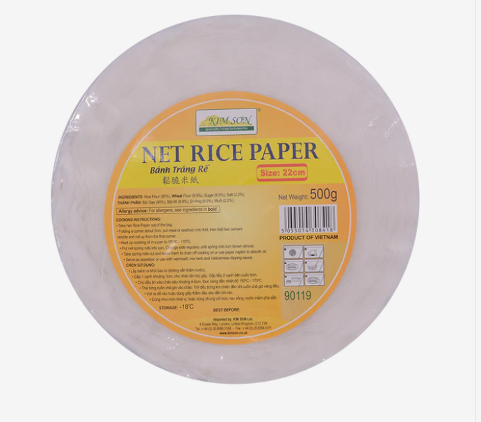 Kim Son Frozen Net Rice Paper 鬆脆米紙 Banh Trang Cha Gio Re Dong Lanh 22cm 500g x20 (box)