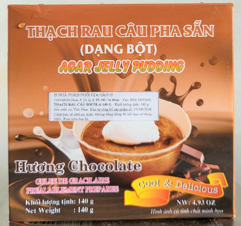 15862 3K 巧克力 FLV 果凍布丁 Bot Rau Cau Mem Huong Socola 140g x 60