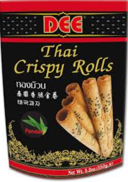 Dee Thai Crispy Rolls Pandan Flavour 泰國香脆金卷 (班蘭味) Banh Cuon Vi La Dua 150g x 24