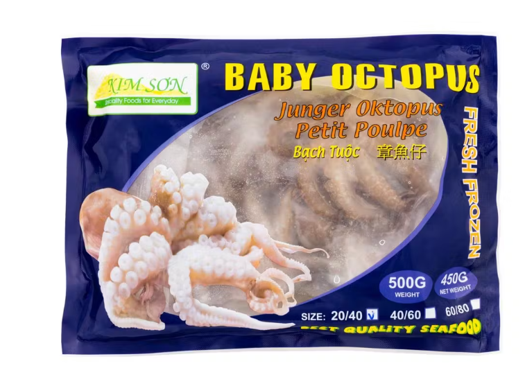 16738 Bạch Tuộc Baby đông lạnh Kim Sơn 章魚仔Bạch Tước Nho Đồng Lãnh 20/40 500gr x 20