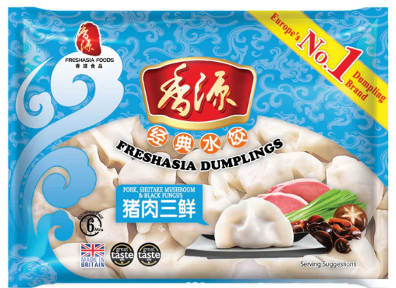 FRESHASIA Pork, Shiitake Mushroom & Black Fungus Dumplings香源猪肉三鲜水饺 Hoanh Thanh Thit Heo Nam Meo 400gr x 1