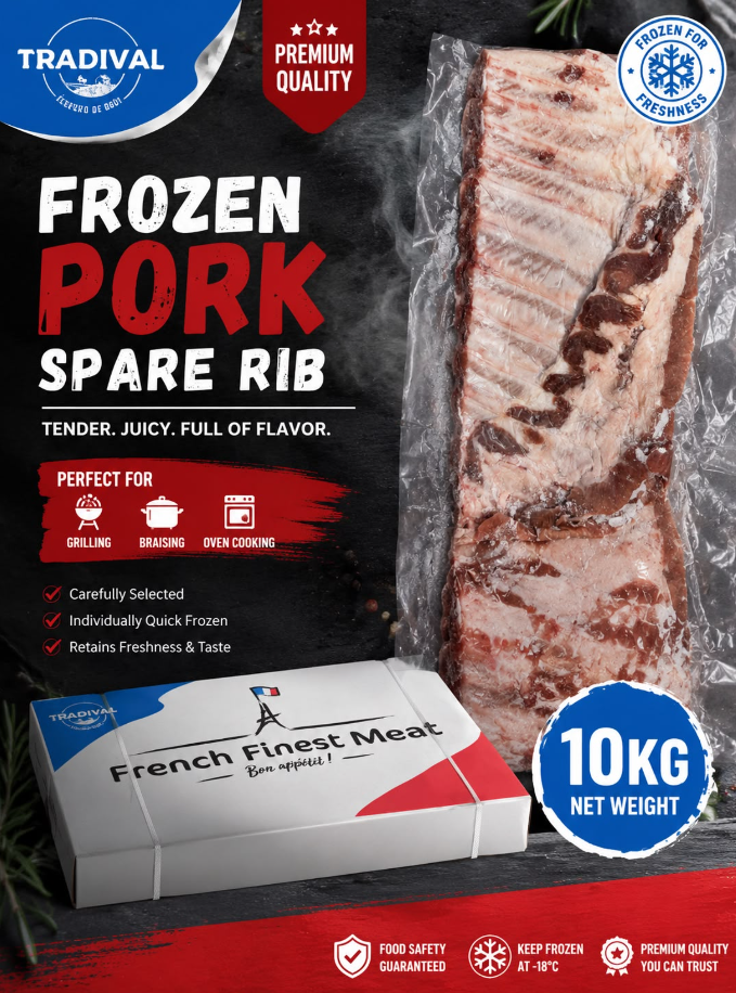 Frozen Tradival Standard Pork Ribs 法國豬肋骨 10KG x1 (box)
