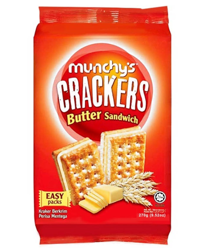 Munchy's Cracker Sandwich với kem vị bơ 奶油夾心饼 270g x1