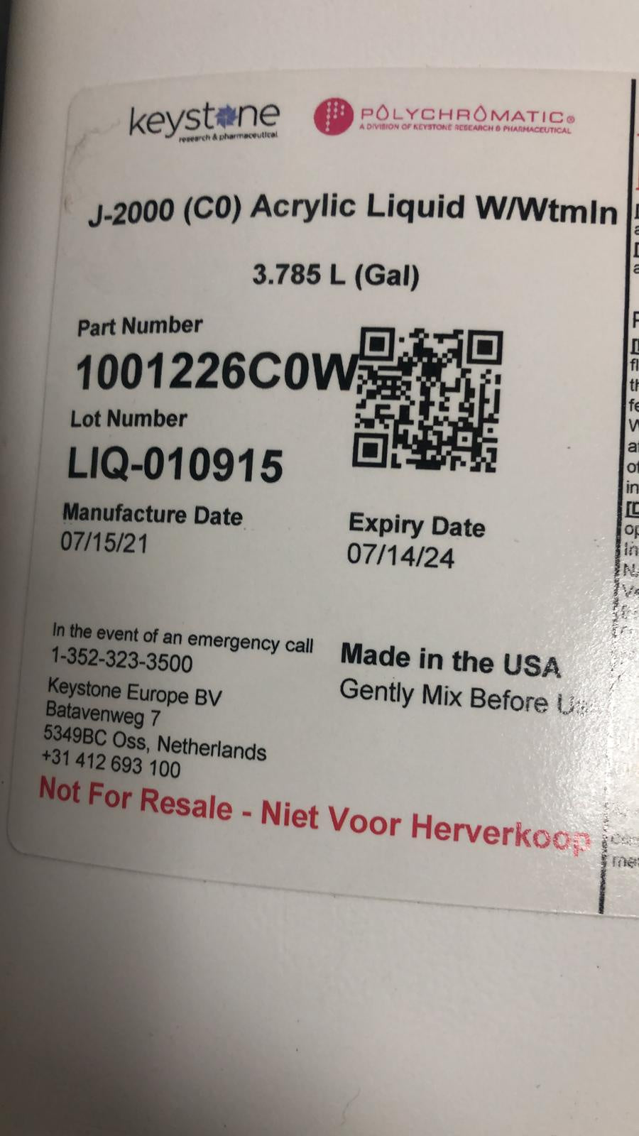 Keystone Clear Liquid Liquid Trang 1001226C0W 1gal x 1