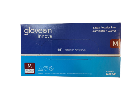 GloveOn Innova Latex Powder Free Examination Gloves - Size M 100pairs x10