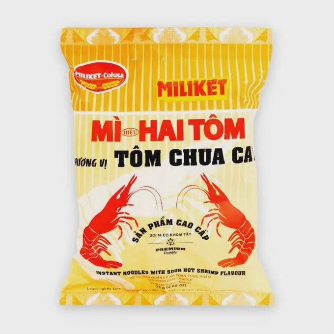 Mì Ăn Liền Miliket Cao Cấp Chua Nóng Mi Cao Cấp Chùa Cây 75g x 1