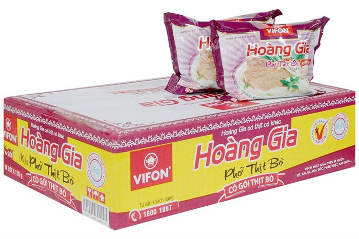 Vifon Hoàng Gia Inst Cơm Thanh Bò Flv 牛肉即食河粉 Phở Bò An Liên Cô Gỏi Thít 120g x 18