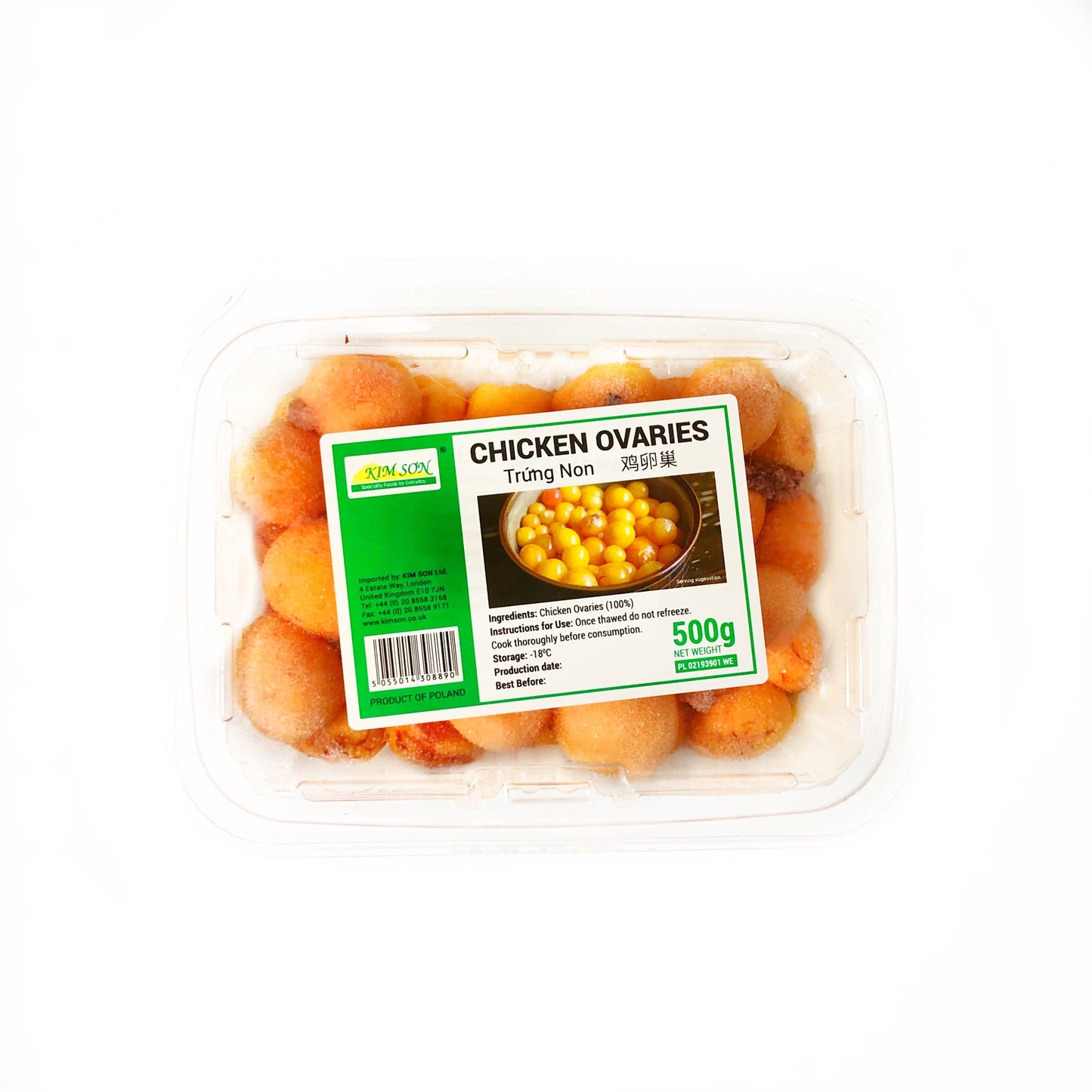15141 Trứng Gà Đông Lạnh Kim Sơn 雞卵巢 Trung Non Đông Lãnh 500g x 16